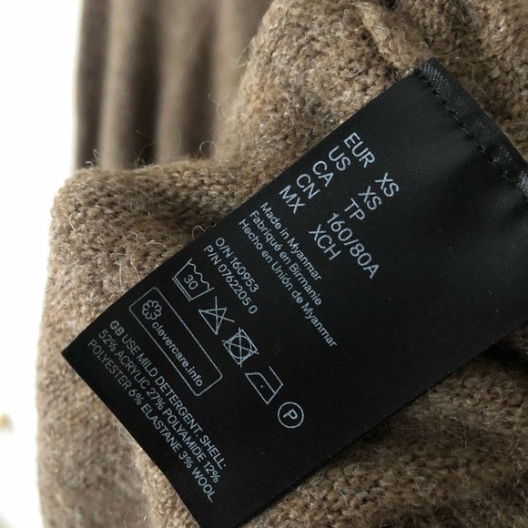 H&M Wool Blend Turtleneck Tunic in Brown Size XS - Picture 6 of 7